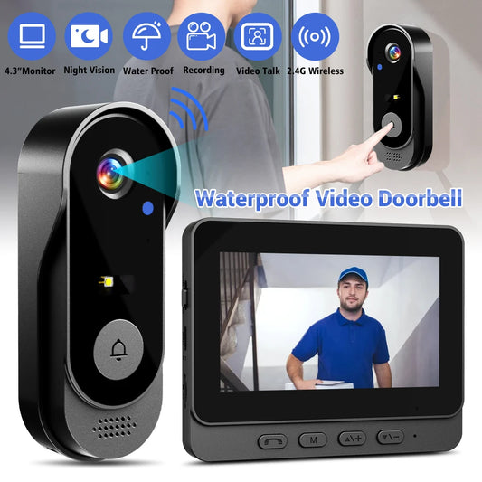 4.3" Wireless Video Doorbell Camera – Smart WiFi Intercom