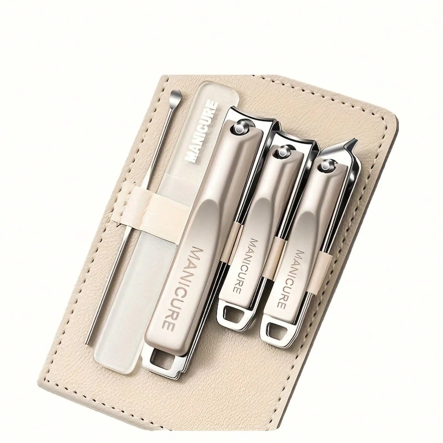 Precision Nail Clippers 5-Piece Set, Double-Edged Sharp And Durable, Complete Set With Ear Pick, Carefully Selected Steel Precision Grinding, Stainless Steel Nail Clipper Set Anti-Splash Rotating Package Five-Piece Pliers Ful