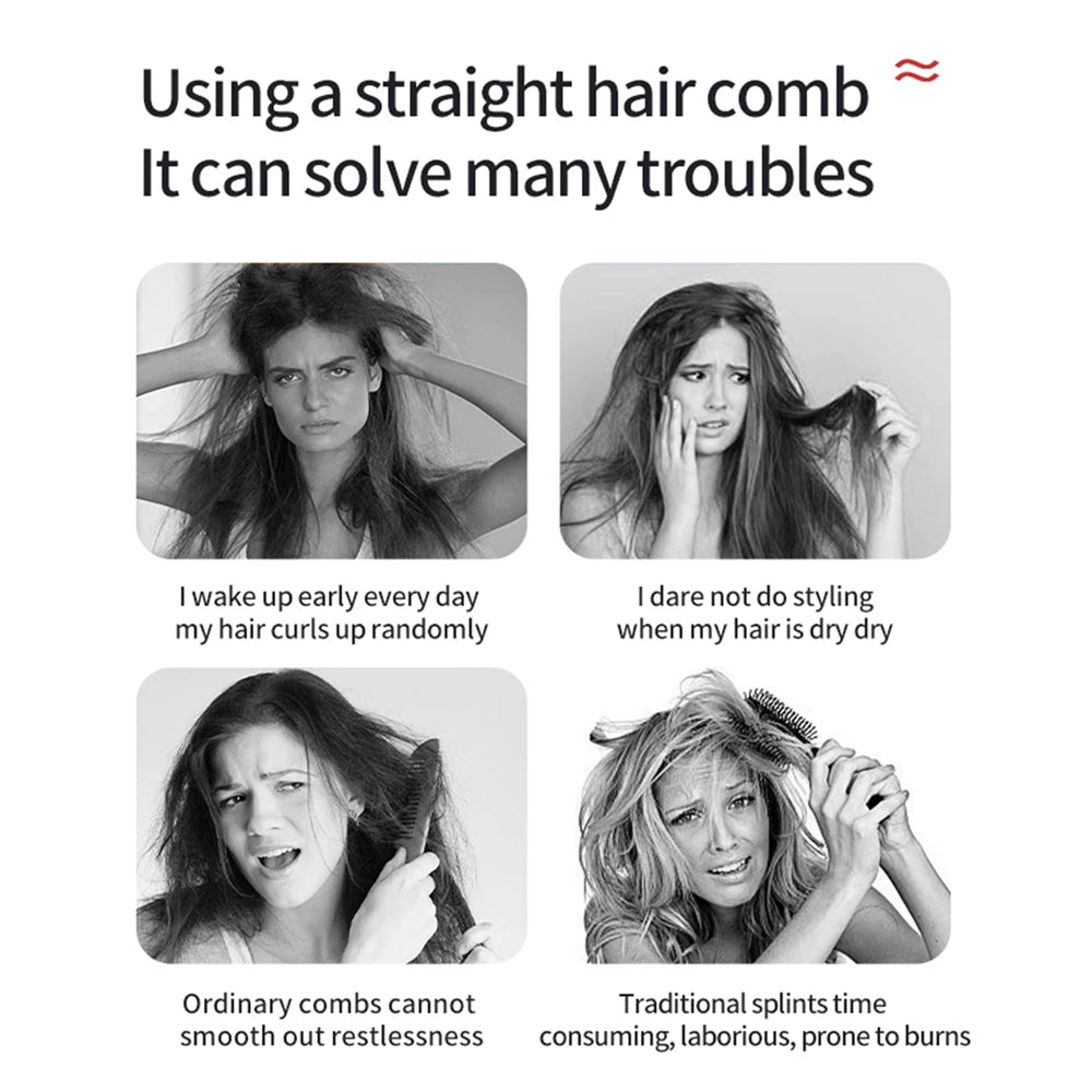 Cordless Hair Brush Straightener Electric Hot Heating Brush Negative Ion Hair Straightening Styling Comb Smoothing Nourish Hair