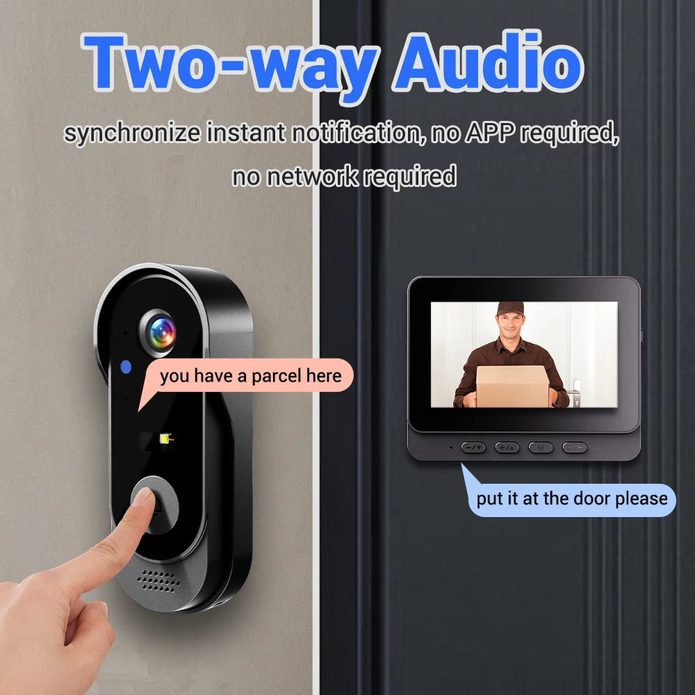 4.3" Wireless Video Doorbell Camera – Smart WiFi Intercom