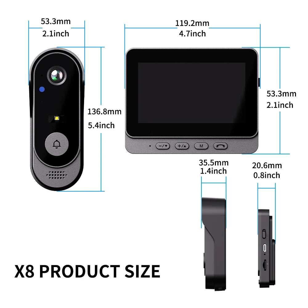 4.3" Wireless Video Doorbell Camera – Smart WiFi Intercom