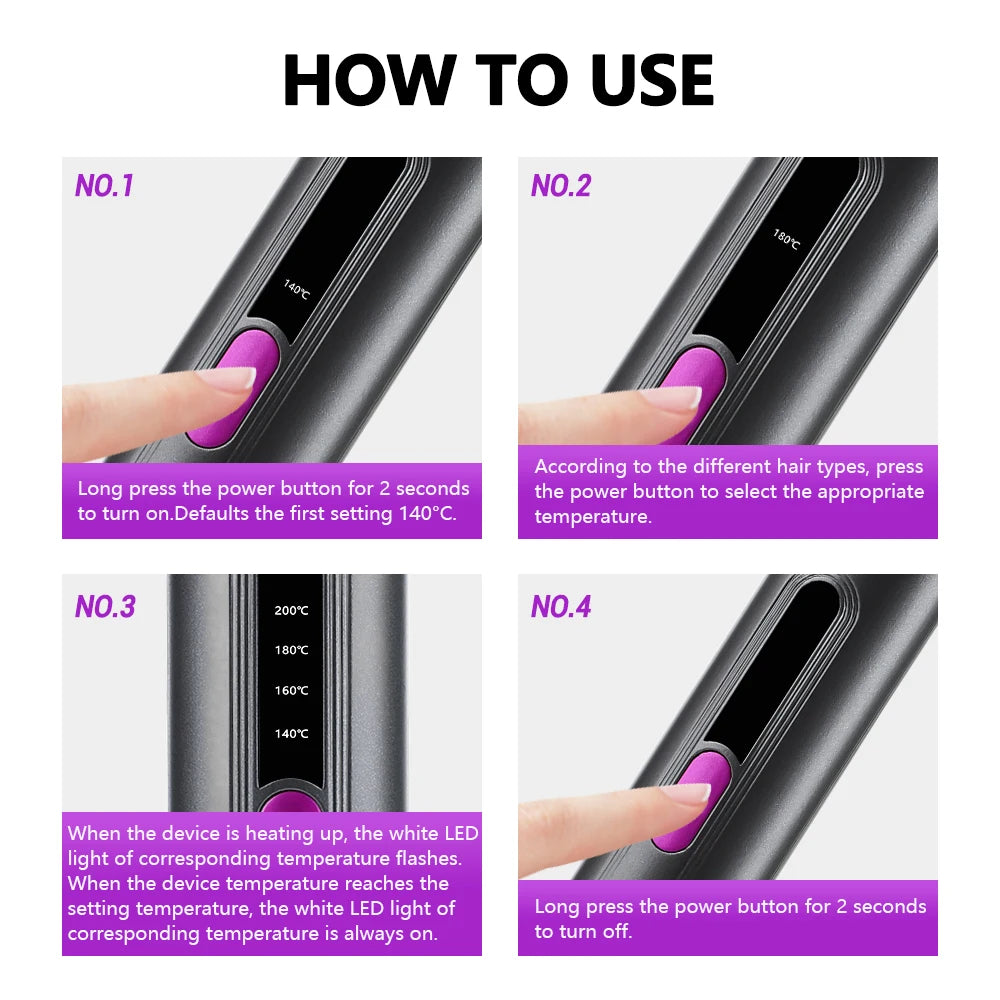 Cordless Hair Brush Straightener Electric Hot Heating Brush Negative Ion Hair Straightening Styling Comb Smoothing Nourish Hair
