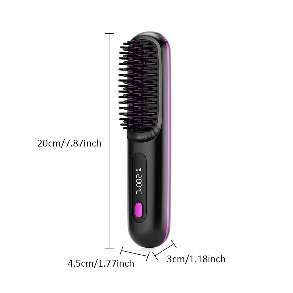 Cordless Hair Brush Straightener Electric Hot Heating Brush Negative Ion Hair Straightening Styling Comb Smoothing Nourish Hair