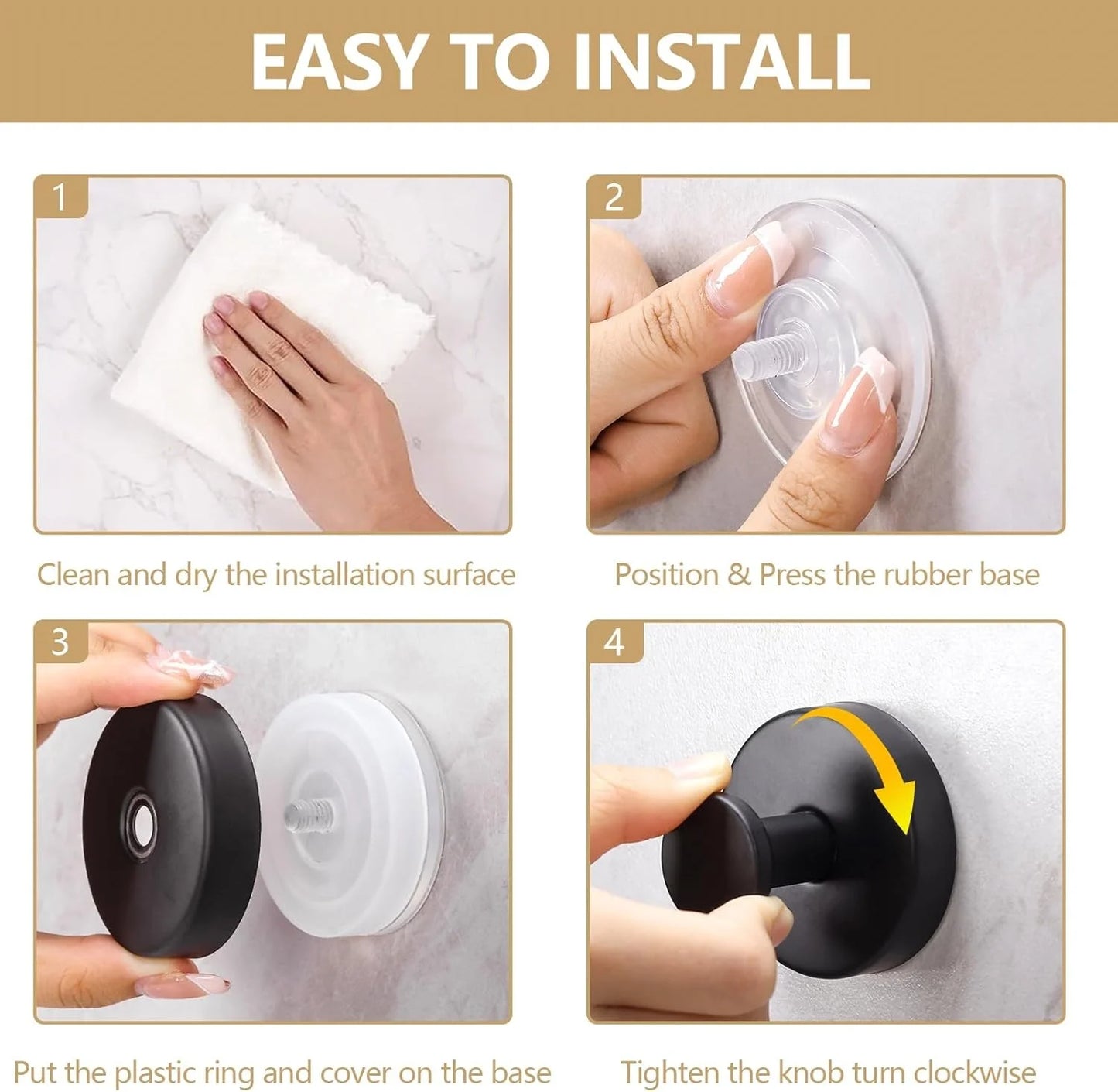 Matte Black Suction Towel Hook (2-Pack)