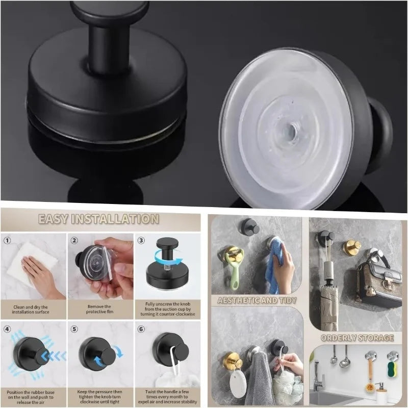 Matte Black Suction Towel Hook (2-Pack)