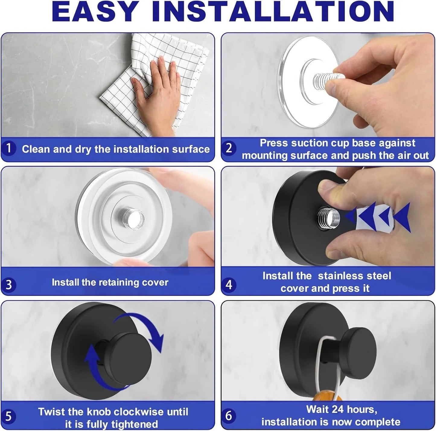 Matte Black Suction Towel Hook (2-Pack)