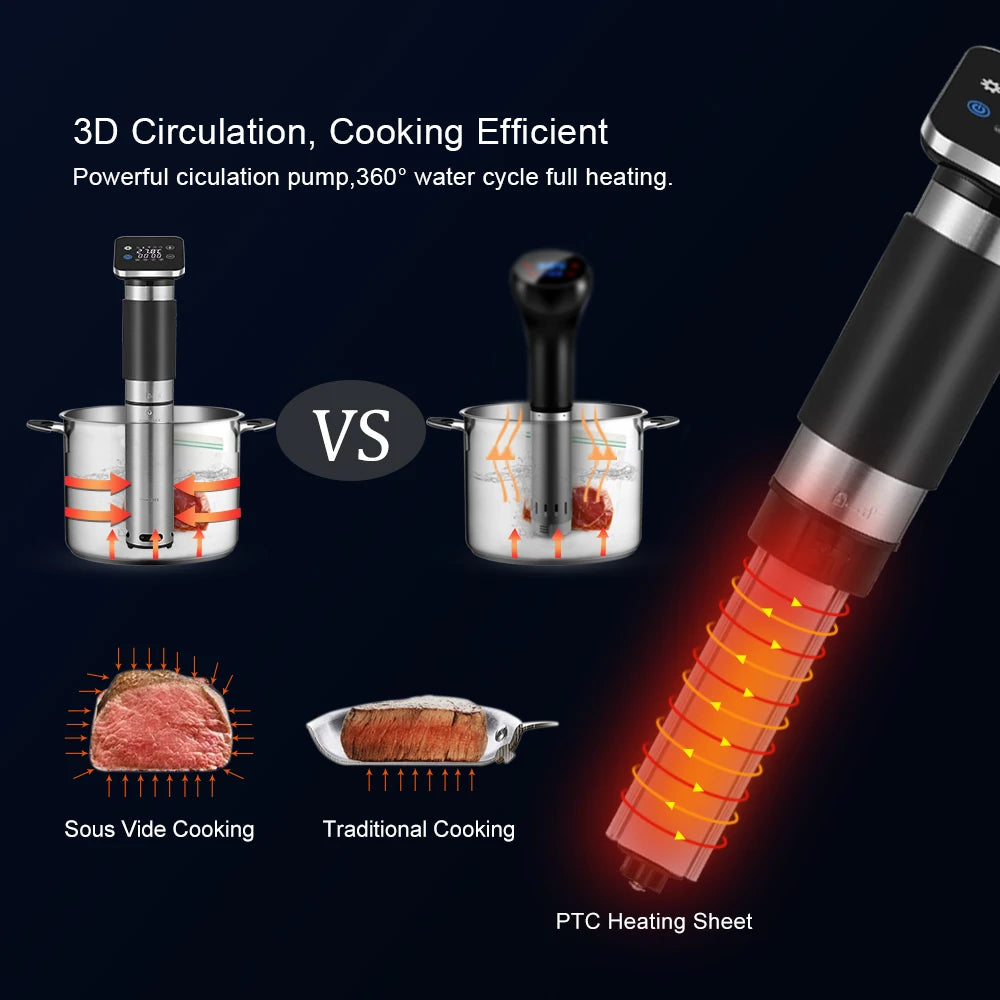 BioloMix 5th Generation Stainless Steel WiFi Sous Vide Cooker IPX7 Waterproof Thermal Immersion Circulator Smart APP Control